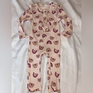 Jessica Simpson Pink Rainbow Ruffle Baby One-Piece